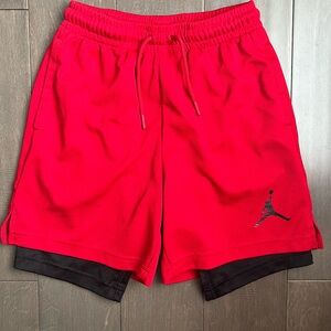 Jordan Red and Black Athletic Shorts with Compression Lining